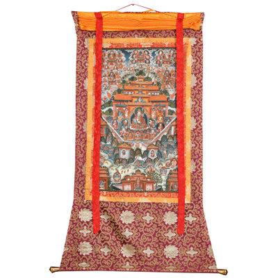 Qualité musée - paradis de Padmasambhava (bouddhiste tibétain) | Couleur arc acrylique sur toile