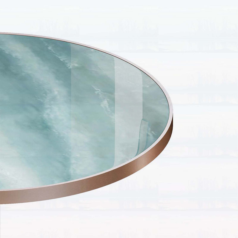 Table de salle à manger ronde ronde avec plateau en faux marbre, structure en métal robuste pour les espaces compacts