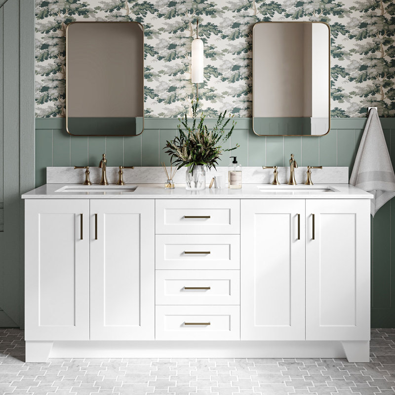 ARIEL TAYLOR 73 IN DOUBLE RECTANGLE SINK VANITY 2, White, Rectangular, 73"