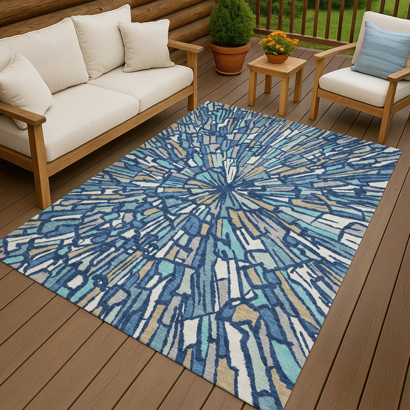 Machine Washable Indoor/Outdoor Chantille ACN2514 Modern Rug, Rectangle 8' x 10', Navy