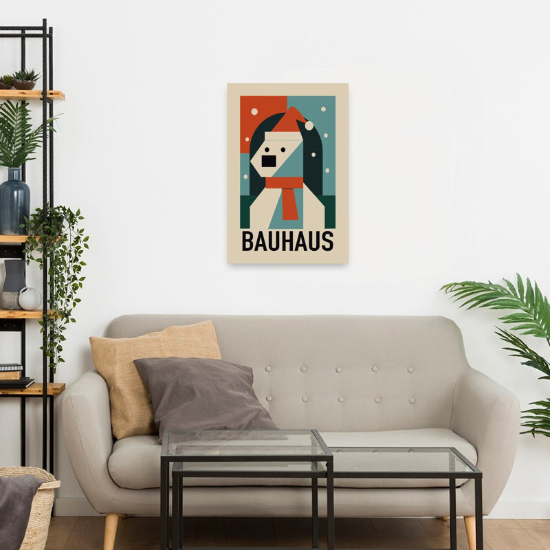 «Bauhaus Christmas Bear», reproduction géométrique abstraite d'un paysage d'hiver, 24" H x 16" W