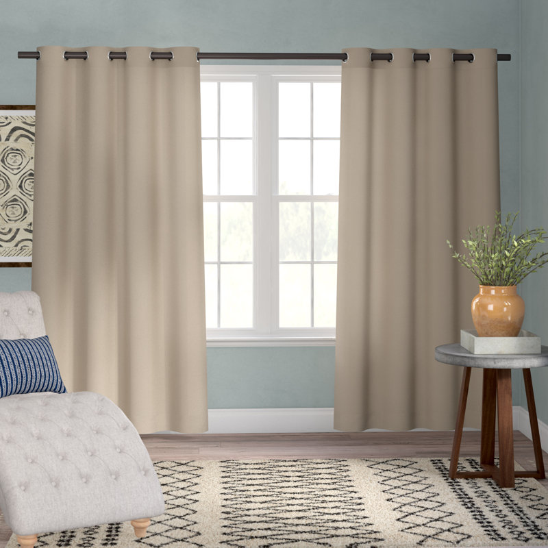 Biscayne Indoor/Outdoor Two Tone Textured Grommet Top Curtain Panel Pair, 54" W x 120" L, Ivory