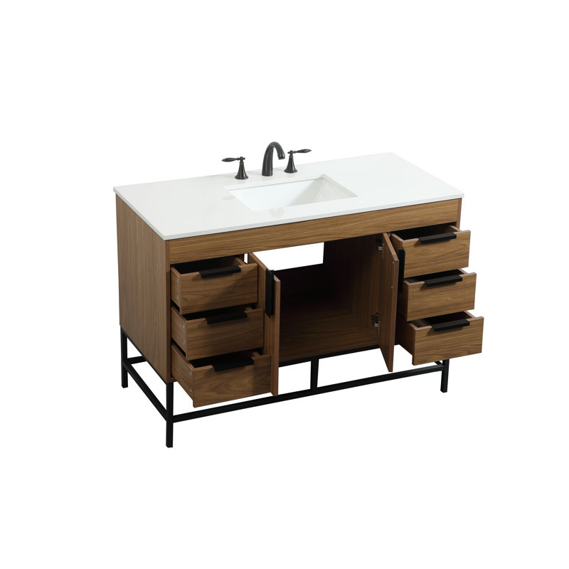 Ensemble de meuble-lavabo simple 48 po Eugene, Brun noyer
