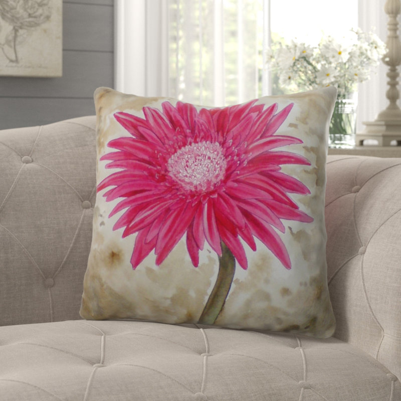 Gerbera Outdoor Reversible Throw Pillow, Microsuede, Indoor