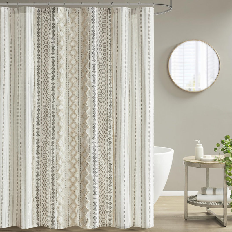 Ahnaish Cotton Shower Curtain, Ivory