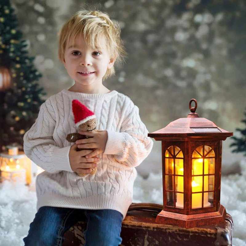 Black Solar Powered LED Flameless Garden Lantern