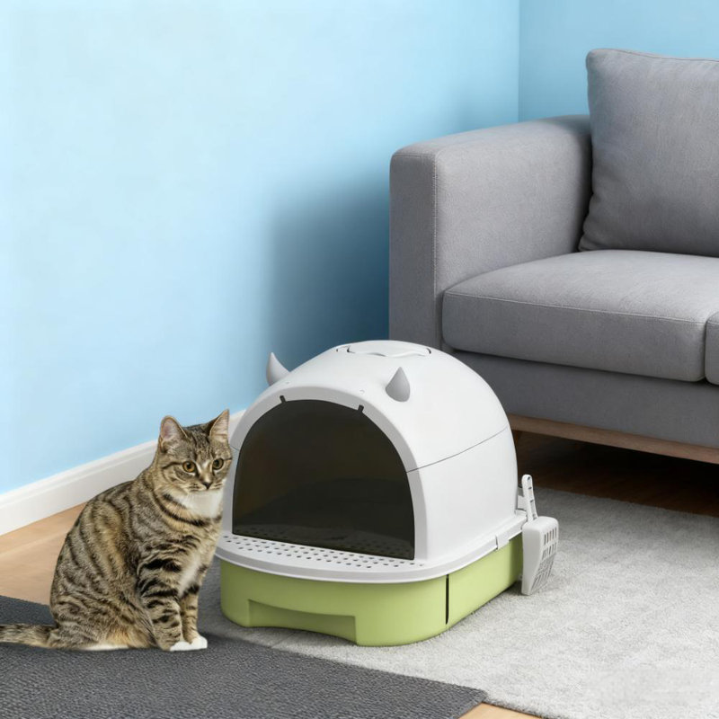 Litière Green Cat avec couvercle, pelle et sacs de désodorisation inclus