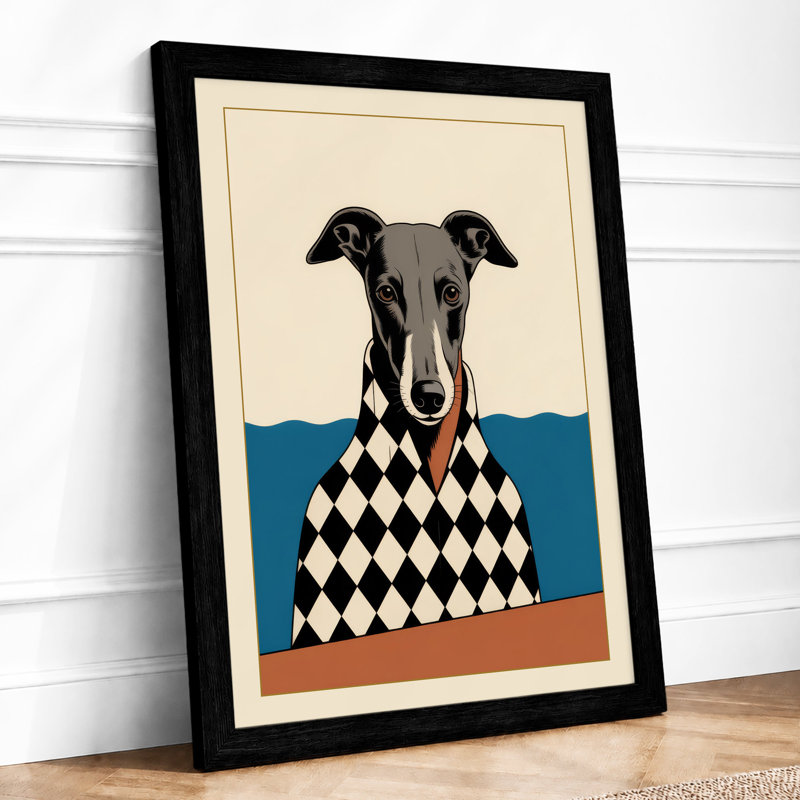 Dressed Hound Mid-Century - Framed Print, A2 - 59.4 x 42.0 cm, Black