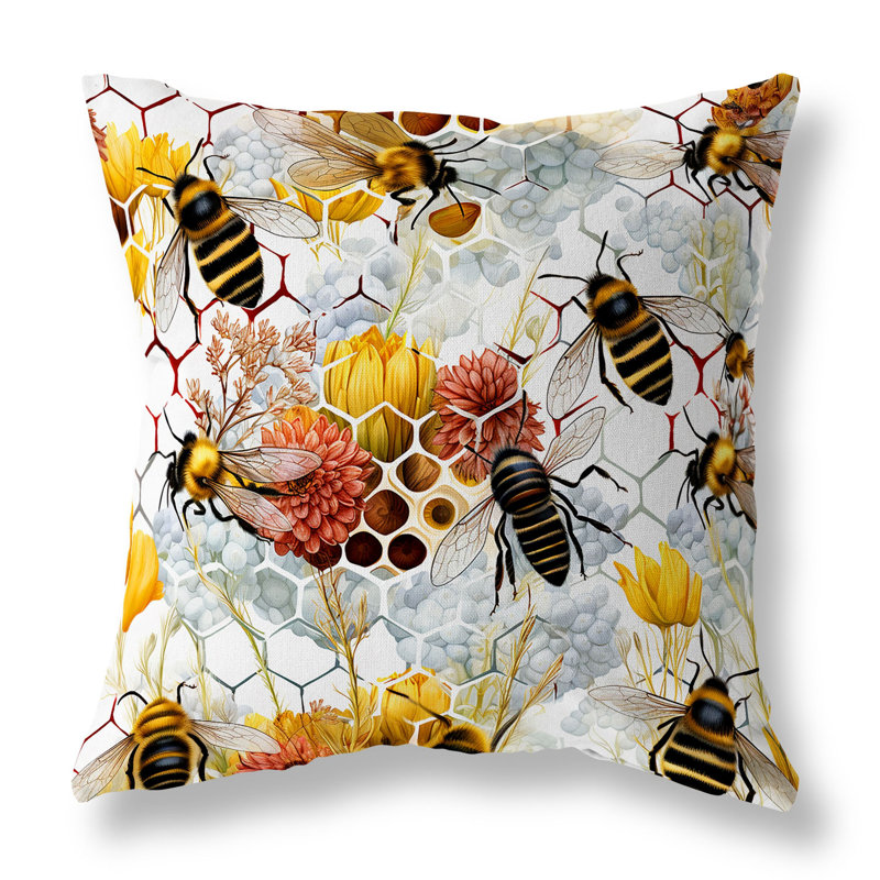 Coussin Buzzing Bees, Broadcloth, H 16 po x l 16 po