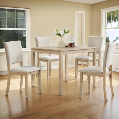 Ensemble de salle à manger moderne en bois - table carrée et 4 chaises rembourrées?
