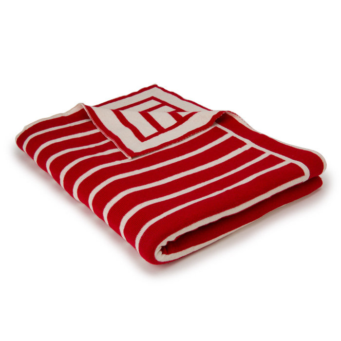 Beach Stripe Knitted Throw Blanket, Red/Natural