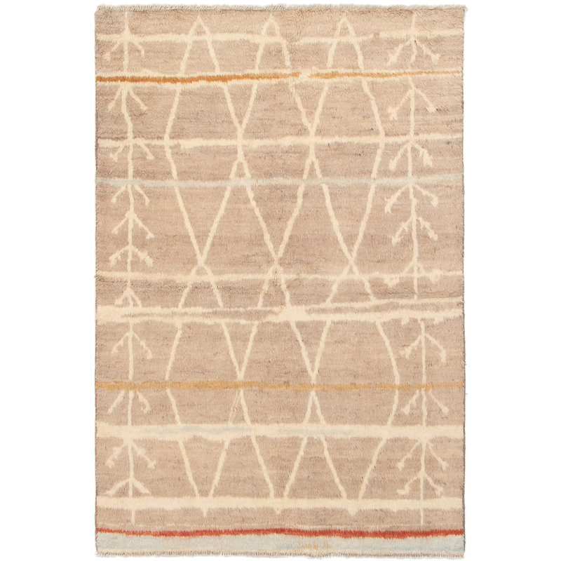 Tapis zone en laine noué la 6 pi 2 po x 8 pi 10 po one-of-kind Grogan