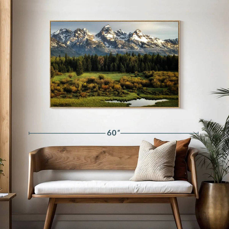Grand Teton Beauty, Cadre flottant en bois naturel, 46 po x 31 po