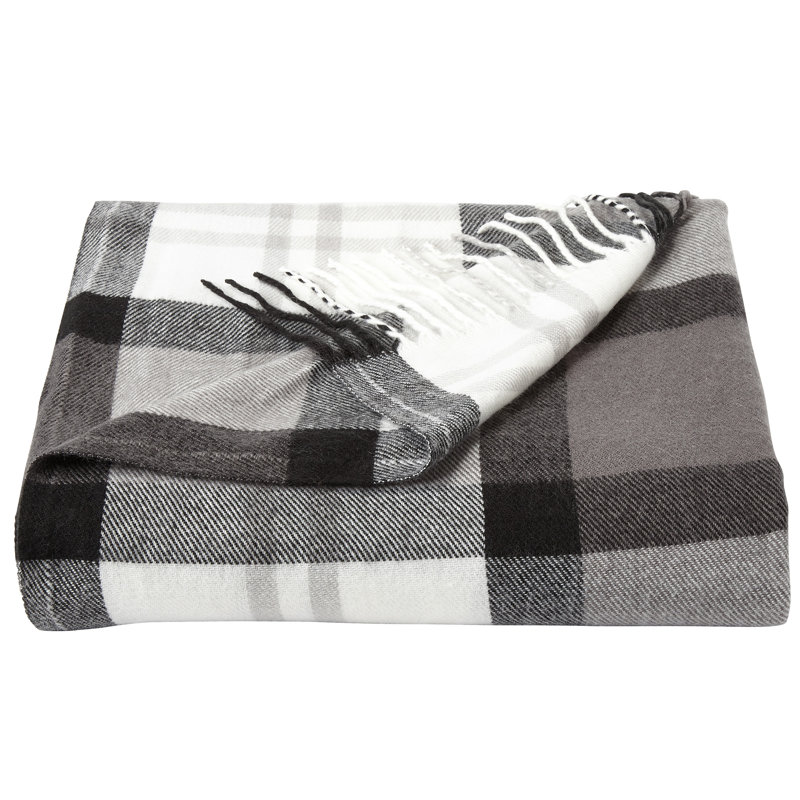 LHC Oversized Soft Throw Blanket - Fluffy Cashmere-Like Throw with Stylish Vintage Design, Gray/Black