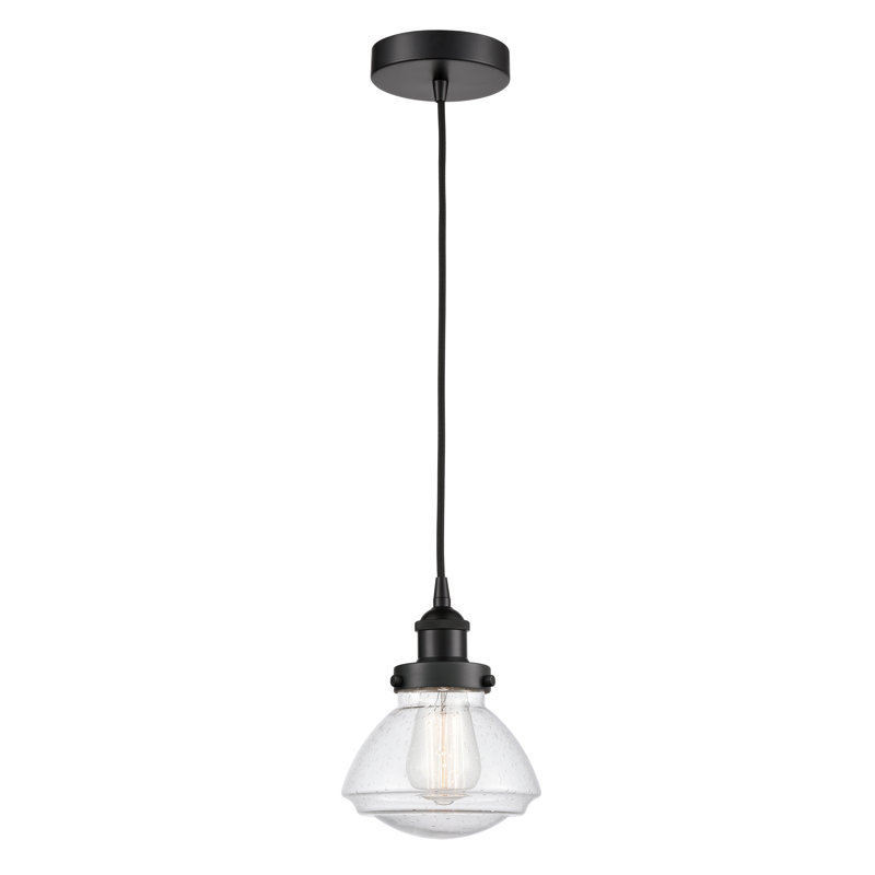 Luminaire suspendu simple à 1 lumière Caille, Noir mat