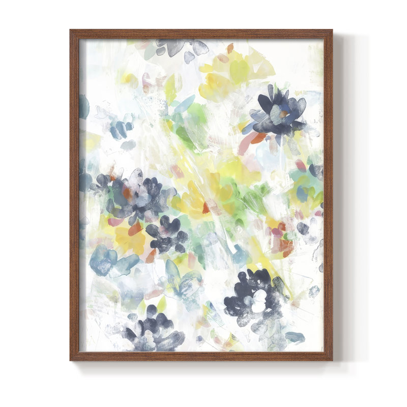 «Wall Flower Patterns I», reproduction encadrée - bois massif, H 30 po x l 24 po, Noyer