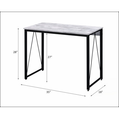Zaidin Writing Desk with Antique White and Black Finish, Spacious Tabletop, and Durable Metal Base for Modern Workspaces.