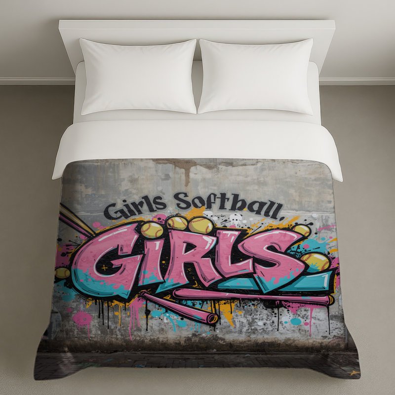 Housses de couette filles Softball Graffiti, Grand lit