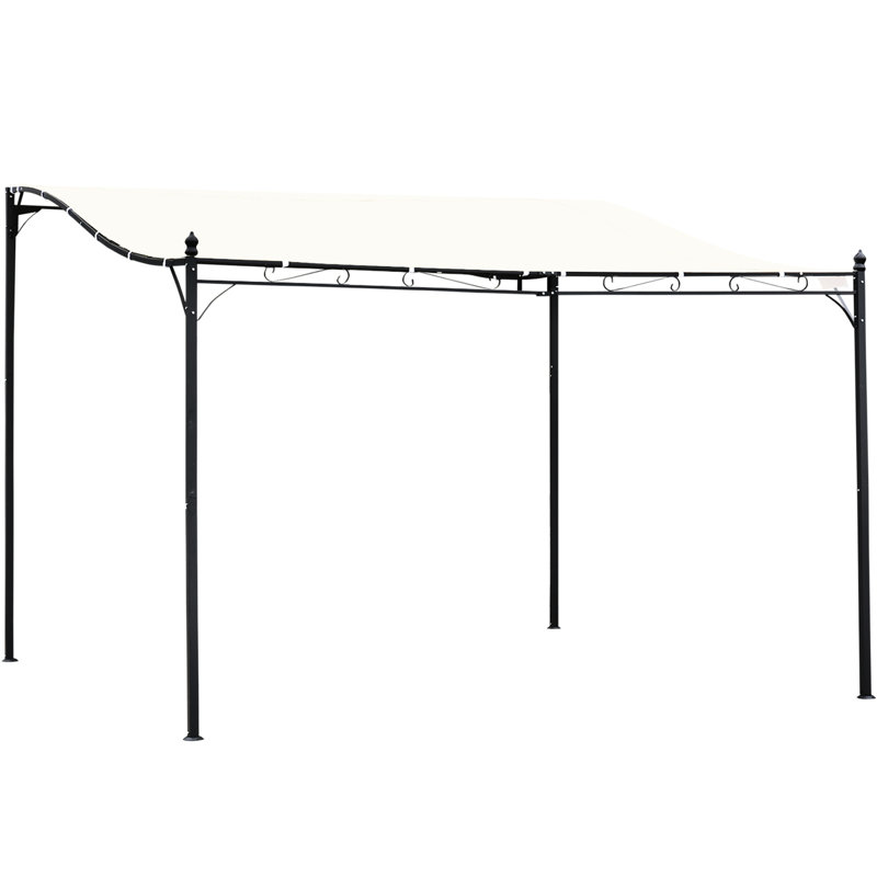 Pavillon de jardin Pergola 10 x 13. Structure en acier, auvent de patio. Crème blanc, drainage inclus, abri de protection 10 x 13 Store arrière inclus