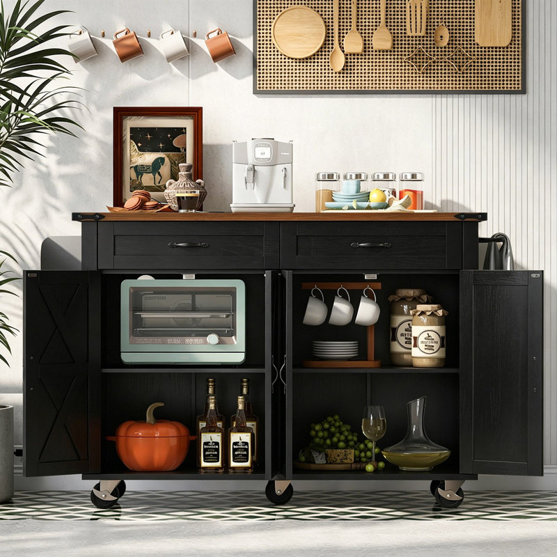 Îlot de cuisine 53,5 po Jamera, Noir