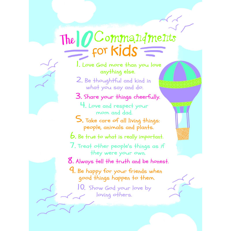 «Kids Ten Commandments Sky», reproduction sur toile tendue, H 16 po x l 12 po
