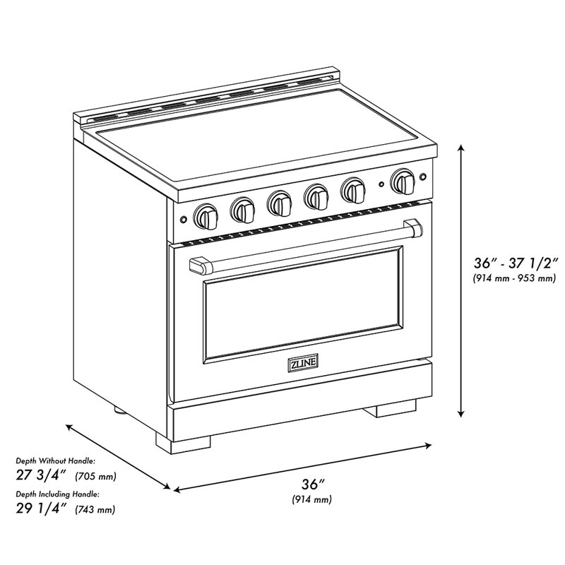ZLINE Autograph 36 in. Paramount Induction Range with 5 Element Cooktop & Matte Black Accents, Matte Black