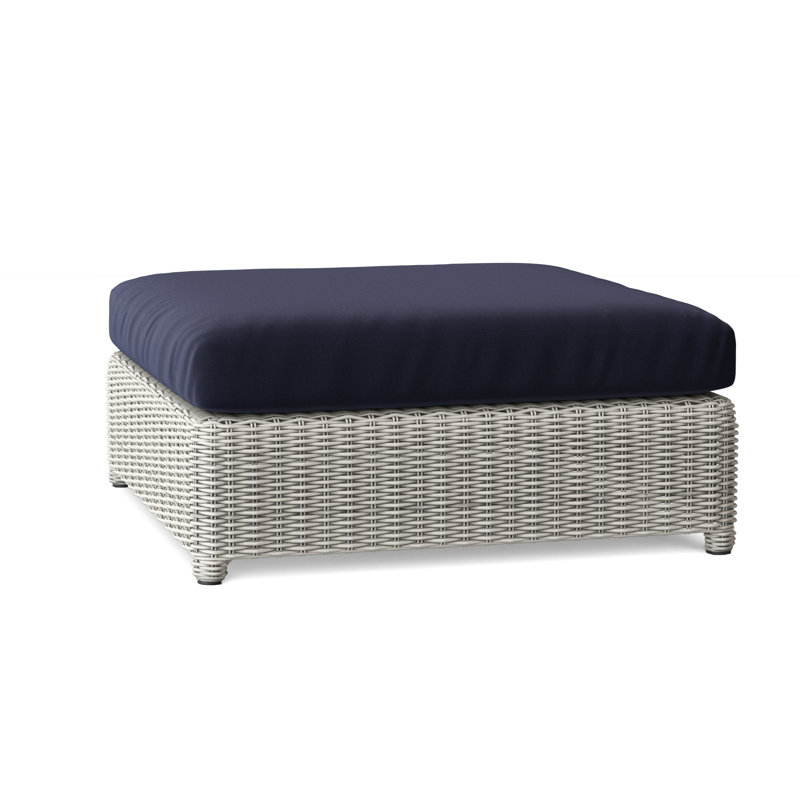 Sag Harbor Outdoor Ottoman, Canvas Navy Sunbrella® Canvas, Sag Harbor Classic White