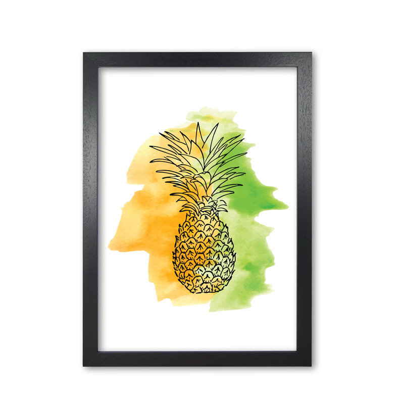 Pineapple - Print, Black Grain Frame, 85 cm H x 60 cm W x 5 cm D