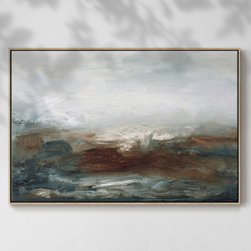 " Lingering Light IV ", 27" H x 41" W x 2" D, Natural Wood Framed