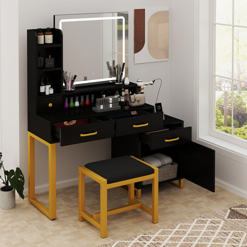 Ensemble de meuble-lavabo avec miroir et éclairage à DEL avec tiroir de rangement et commode pour la chambre