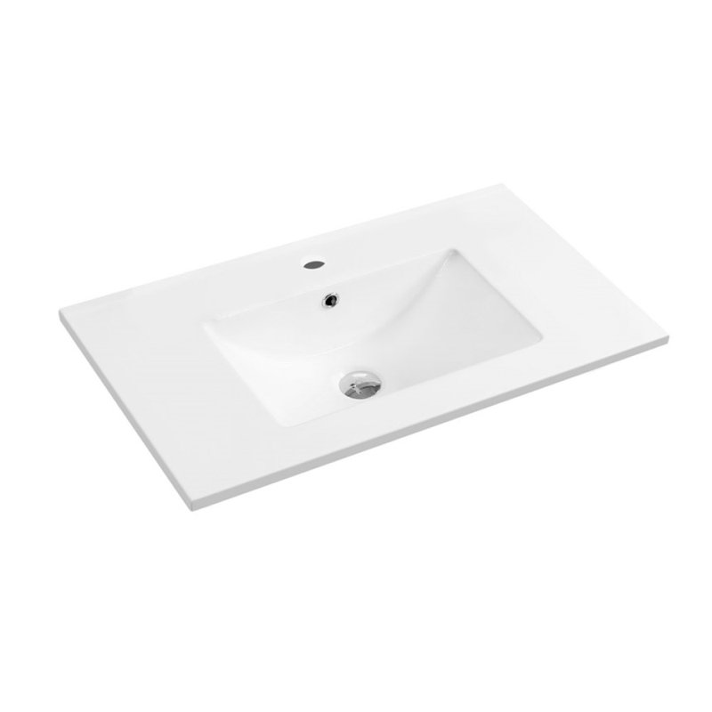 Dowell 30" White Ceramic Rectangular Drop-In Bathroom Sink with Overflow