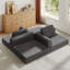 Canapé-lit convertible avec coussin cylindrique - Coussin pliant en velours côtelé pour une utilisation polyvalente dans le salon, la chambre à coucher, le salon et le studio - Gris foncé-1844276613