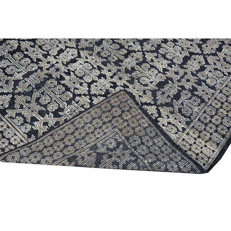 Wool Oriental Area Rug in Charcoal/Sand, Rectangle 8' x 10'