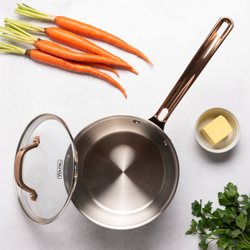 Viking 3-Ply Black and Copper Sauce Pan with Glass Lid, 2 qt.