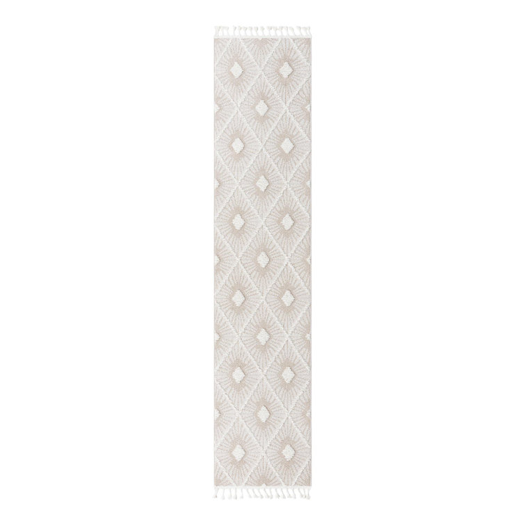 Longmeadow Geometric Ivory/White Machine Woven Polyester Area Rug