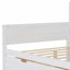 Lit de jour double en bois avec tablettes de rangement, lit multifonctionnel avec deux tiroirs de rangement et bureau d'étude, blanc antique