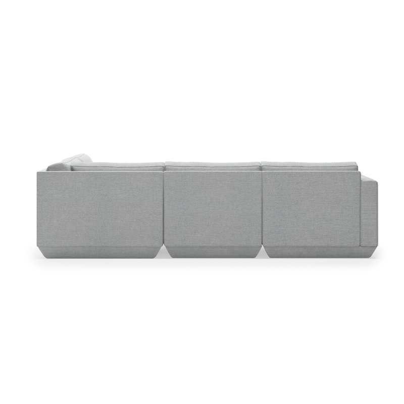 Podium Modular 4-Piece Lounge Sectional A, Right Hand Facing, Bayview Silver Performance Twill