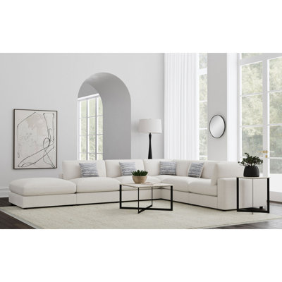 Canapé modulaire rembourré avec coussins réversibles 6 pièces Rhette Beige