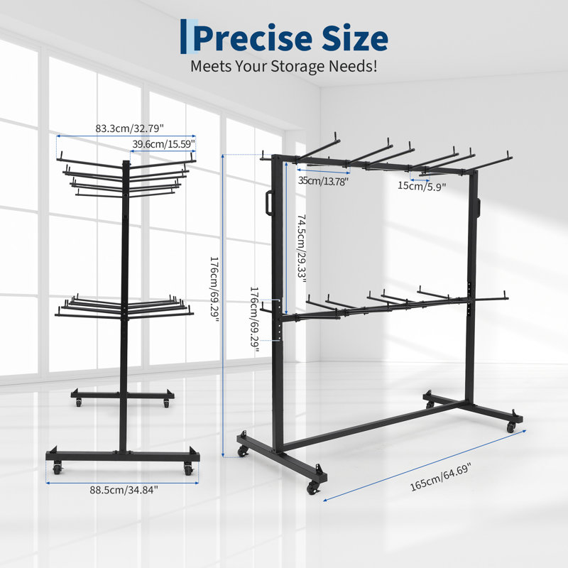 Chariot pliant robuste pour 84 chaises ou 42 chaises et 12 tables, chariot de rangement de capacité d'une capacité de 800 lb avec roulettes verrouillables, housse et sangles résistantes aux intempéries