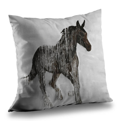 Abstract Brown Horse Pillow - Farm Animal Poly Twill Decor