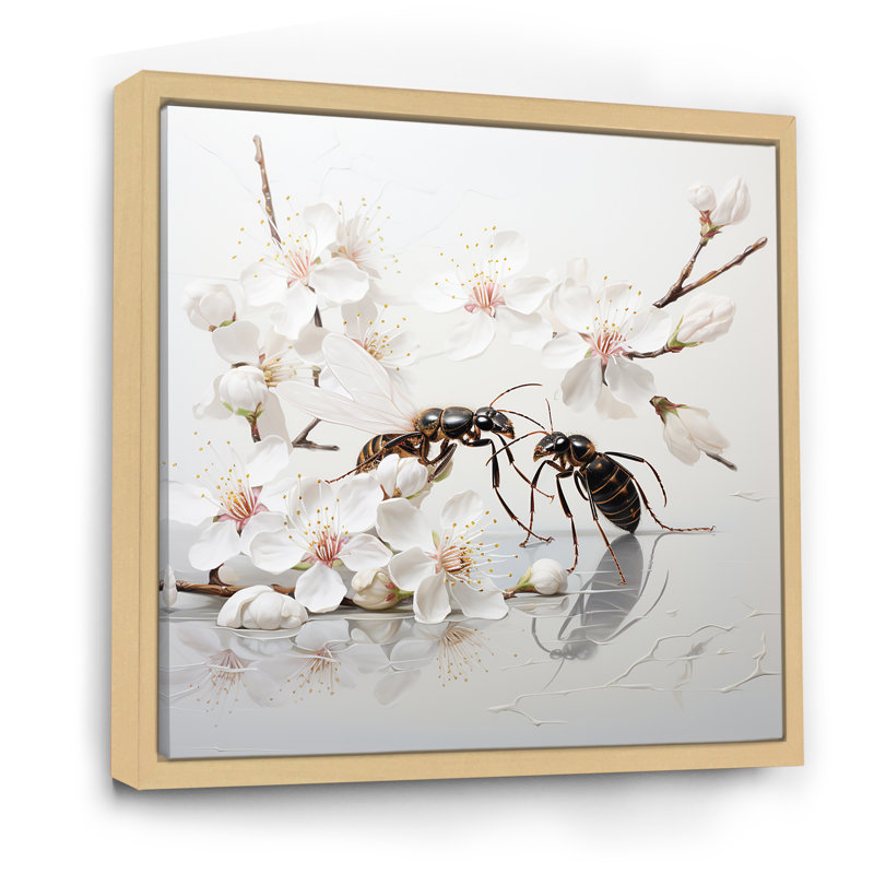 Art floral fourmis I - insectes et insectes, Cadre flottant brun, 30" H x 30" W