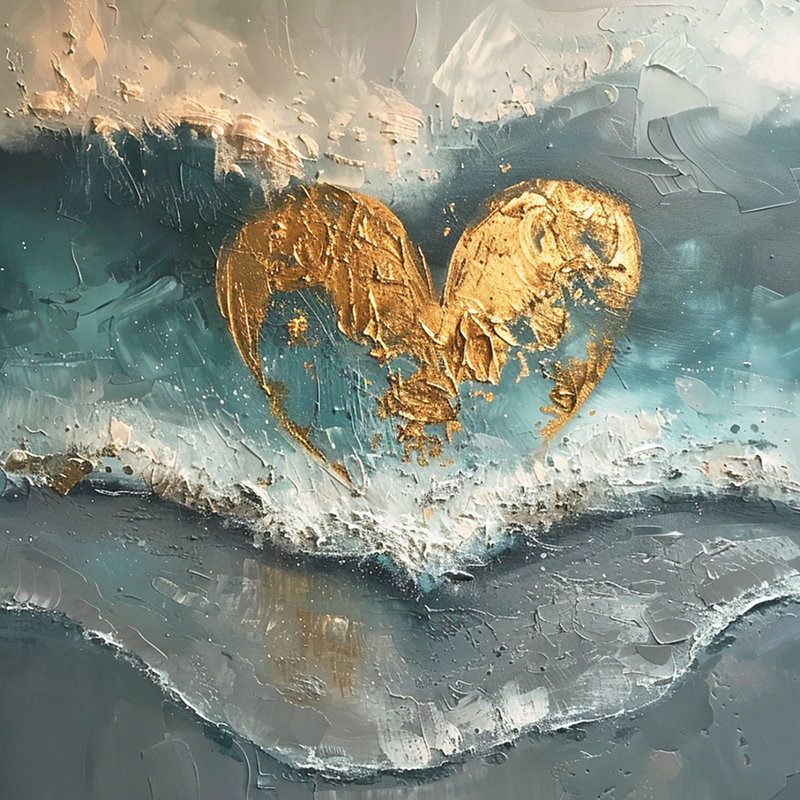 «Golden Heart Horizon», art mural sur toile tendue, 20 po L x 20 po H x 1,5 po P