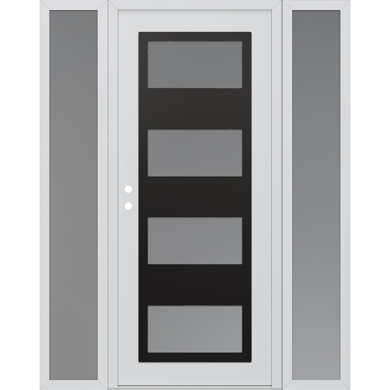 Porte d'entrée avant prémontée à panneau latéral blanc / blanc avec 2 panneaux latéraux C2, L 65,69 po x H 81,69 po, Gelé