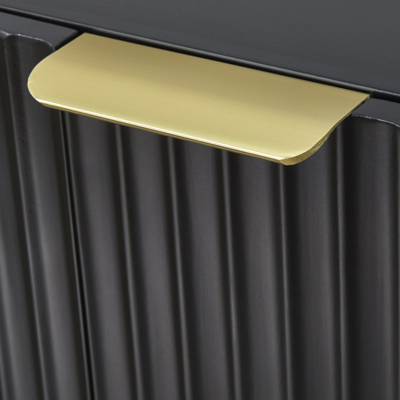 Lifestorey 53'' Black MDF & Metal Textured Channel-Front Sideboard