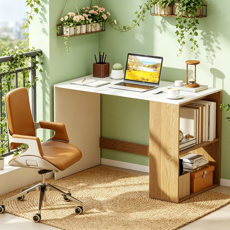 Computer Desk, White & Natural