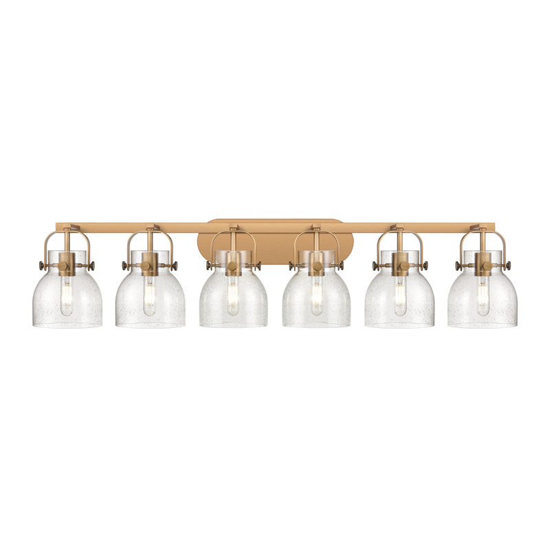 Éclairage pour meuble-lavabo mural 6 po Skycrest, Laiton brossé, Bullé, Six lumières