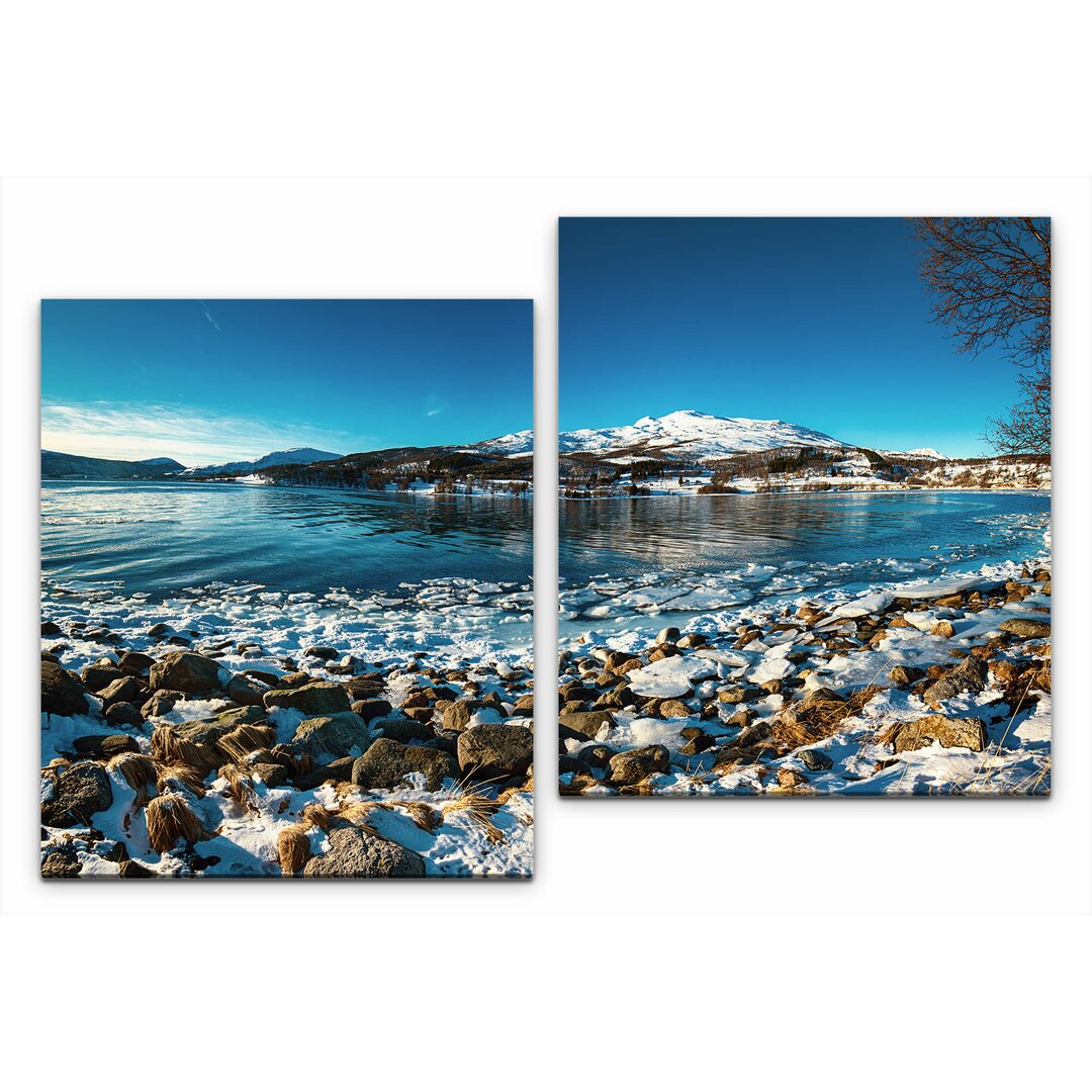 2-tlg. Leinwandbilder-Set Panorama von Norwegen