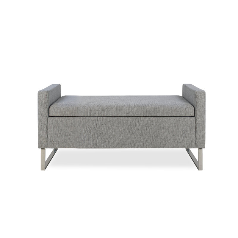 Banc avec repose-pieds 47 po avec rangement et base en métal