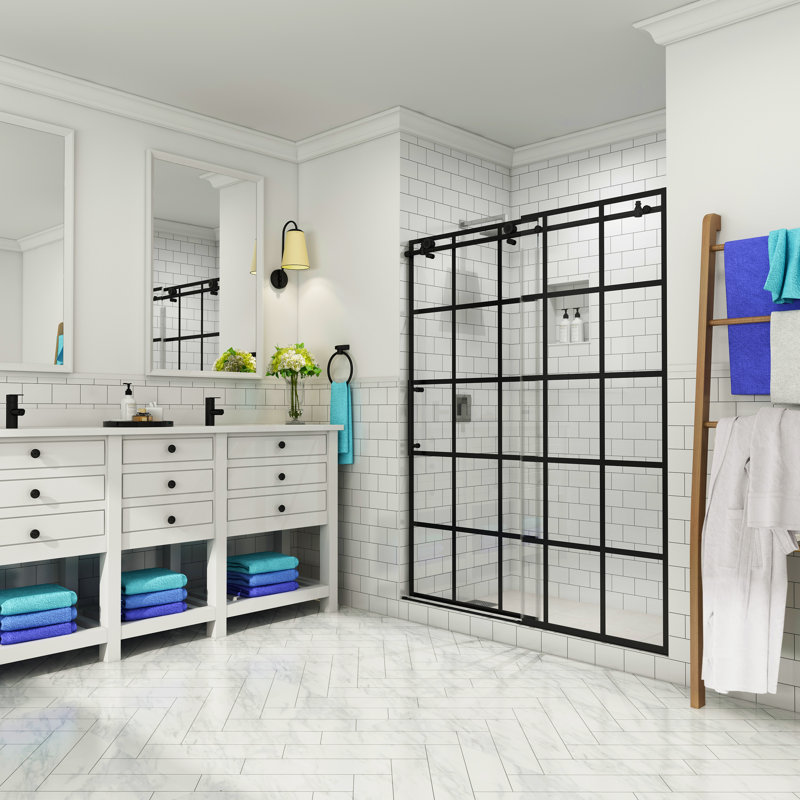 Vienne 44" W x 76" H Frameless Shower Door, Left Opening