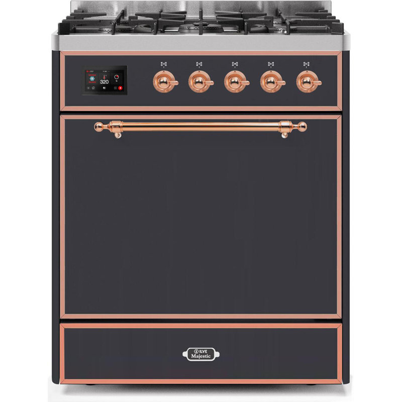 Majestic II 30" 4 cu.ft. Freestanding Dual Fuel with Convection Oven, Liquid Propane, White/Brass